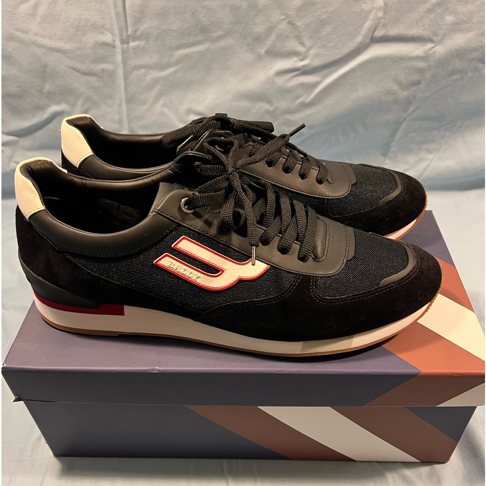 Mens Bally black suede sneakers size 13